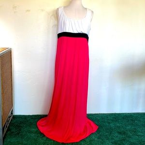love...ady Maxi Pull Over Sleeveless Polyester Blend Red White Size 1X Dress